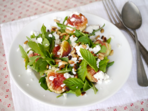 Salad With Arugula, Figs And Feta Cheese