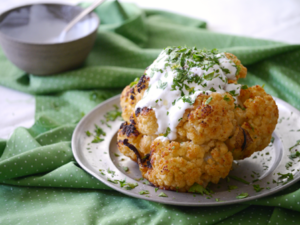 Grilled Cauliflower With An Herb Labaneh Sauce
