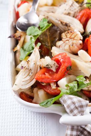 Roasted Fennel And Tomatoes With Kashkaval