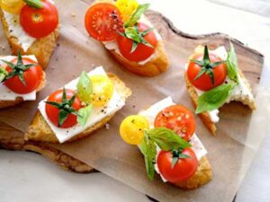 Feta And Tomato Crostini With Basil