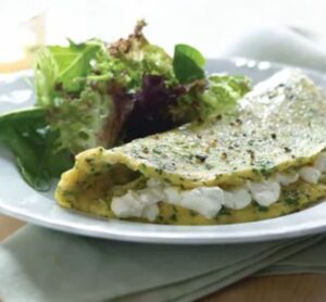 Fancy Pesach Omelet With Herbs & Whipped Cream