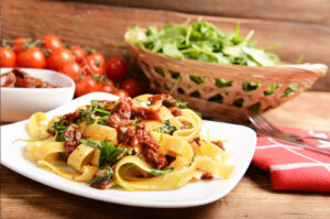 Hearty Pasta With Spicy Sundried Tomato Sauce