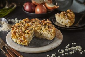 Cheesy Onion Pasta Pie