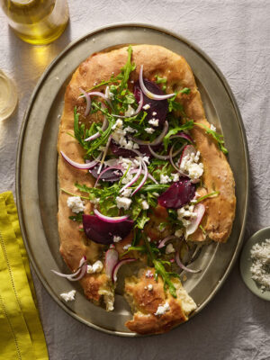 Focaccia Topped With Salad & Feta