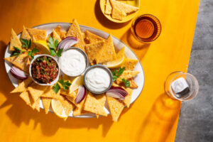 Nacho Cheese Crackers With Dips
