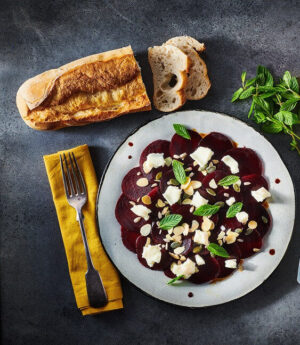 Beet Carpaccio with Light Swiss Cheese