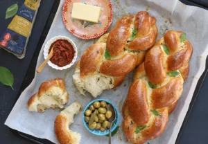 Braided Cheese-Garlic Challah