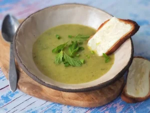 Zucchini Mint Soup with Feta Toast